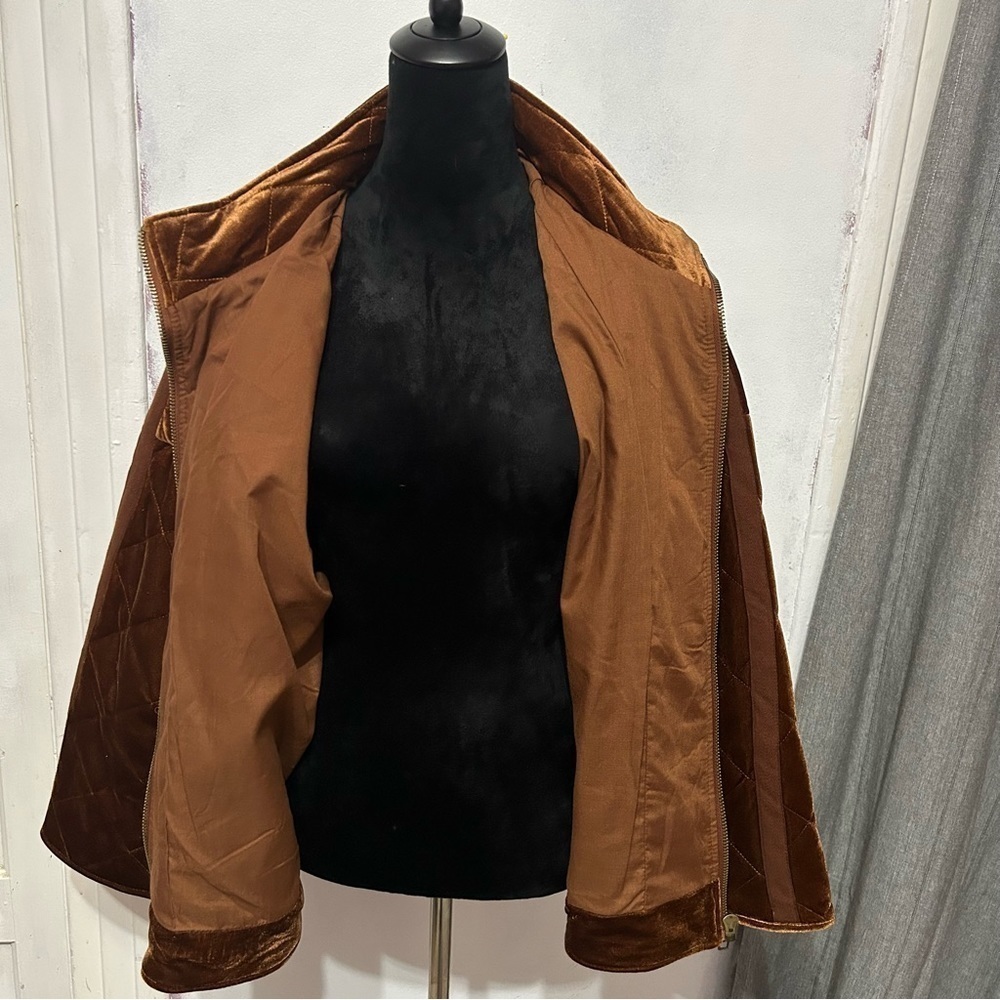 Avec Les Filles Anthropologie Women Jacket Sz XL Velvet Quilted Elastic Waist - Picture 6 of 8